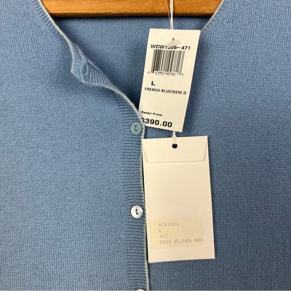 French Blue 100% Cashmere NWT Cardigan Sweater Size Large by TSE - Picture 6 of 12